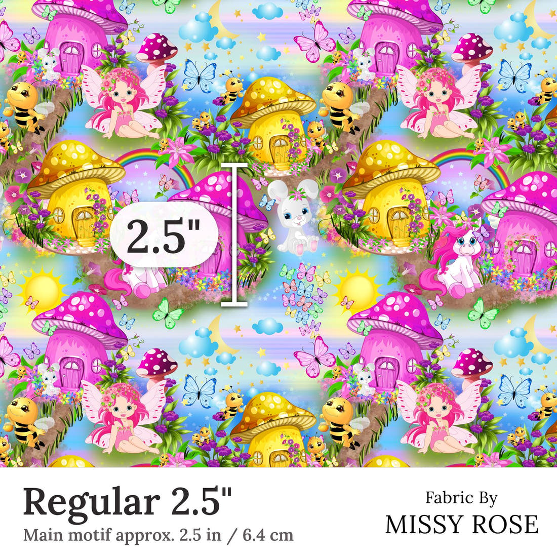 Design 388 Magical Wonderland Fabric Regular 2.5 inch print scale guide | Fabric by Missy Rose