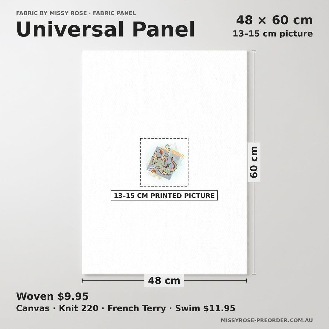 Design 389 Neutral Dragons Panel universal panel sizing – 13–15 cm printed picture on 48 × 60 cm fabric | Fabric by Missy Rose