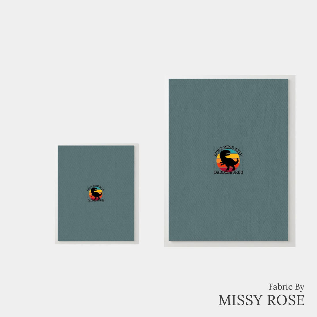 Design 39 Daddysaurus Panel – universal and adult panel sizes side by side | Fabric by Missy Rose