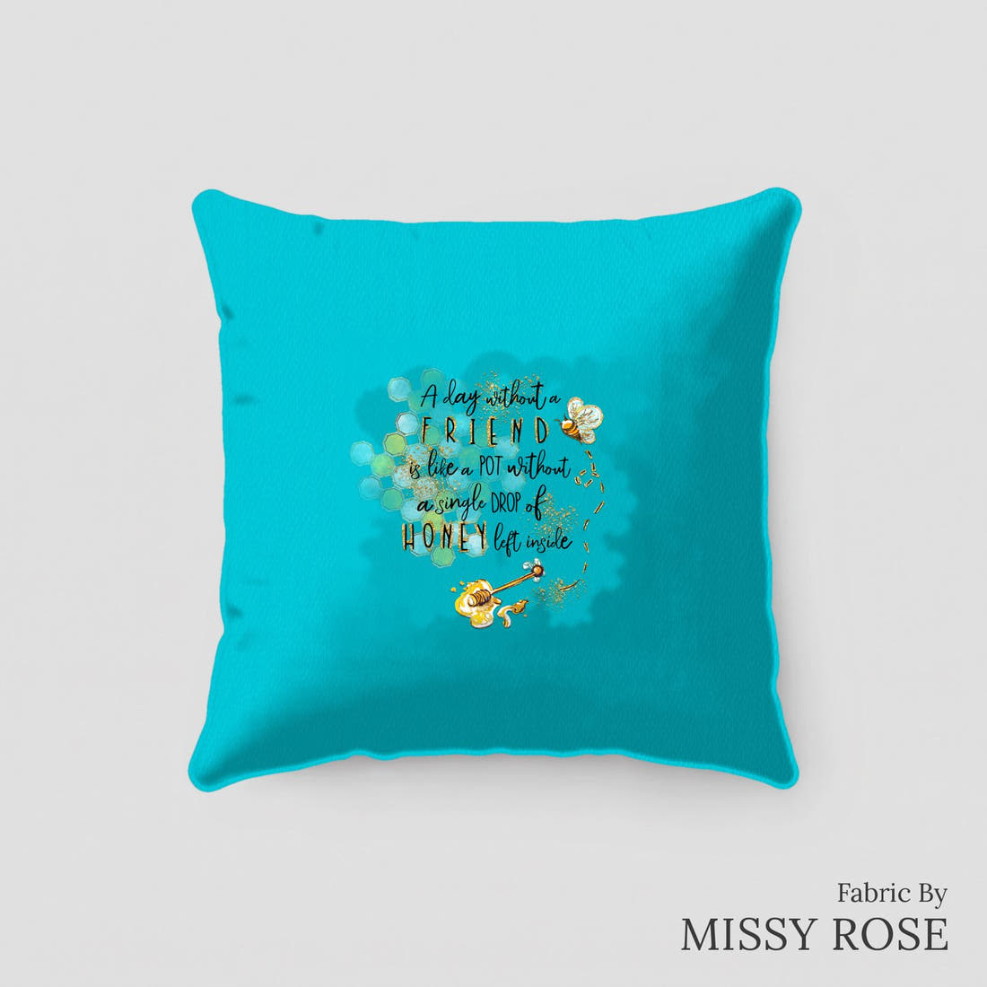 Design 390 Honey Bee Panel sewn into a cushion – see how the panel looks made up | Fabric by Missy Rose