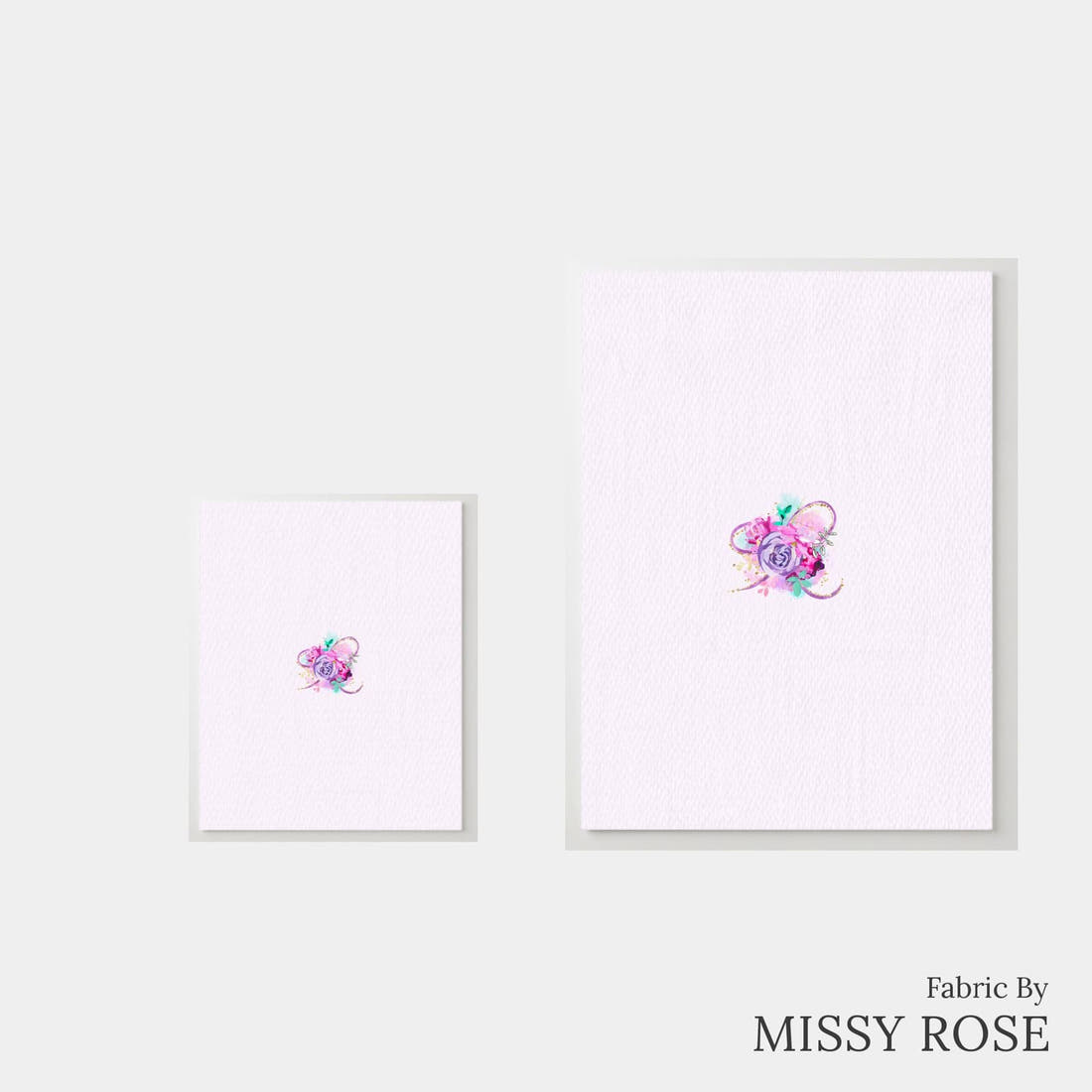 Design 391 Purple Floral Panel – universal and adult panel sizes side by side | Fabric by Missy Rose