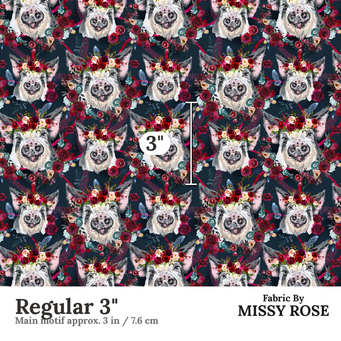 Design 394 Piggy Fabric Regular 3" - print scale | Fabric by Missy Rose
