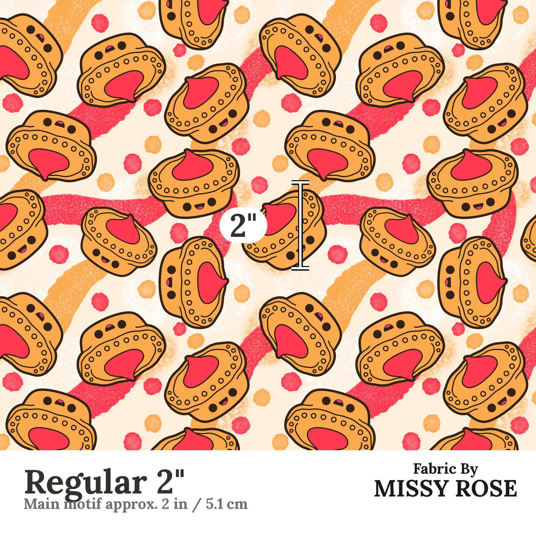 Design 395 Meat Pie Fabric Regular 2" - print scale | Fabric by Missy Rose