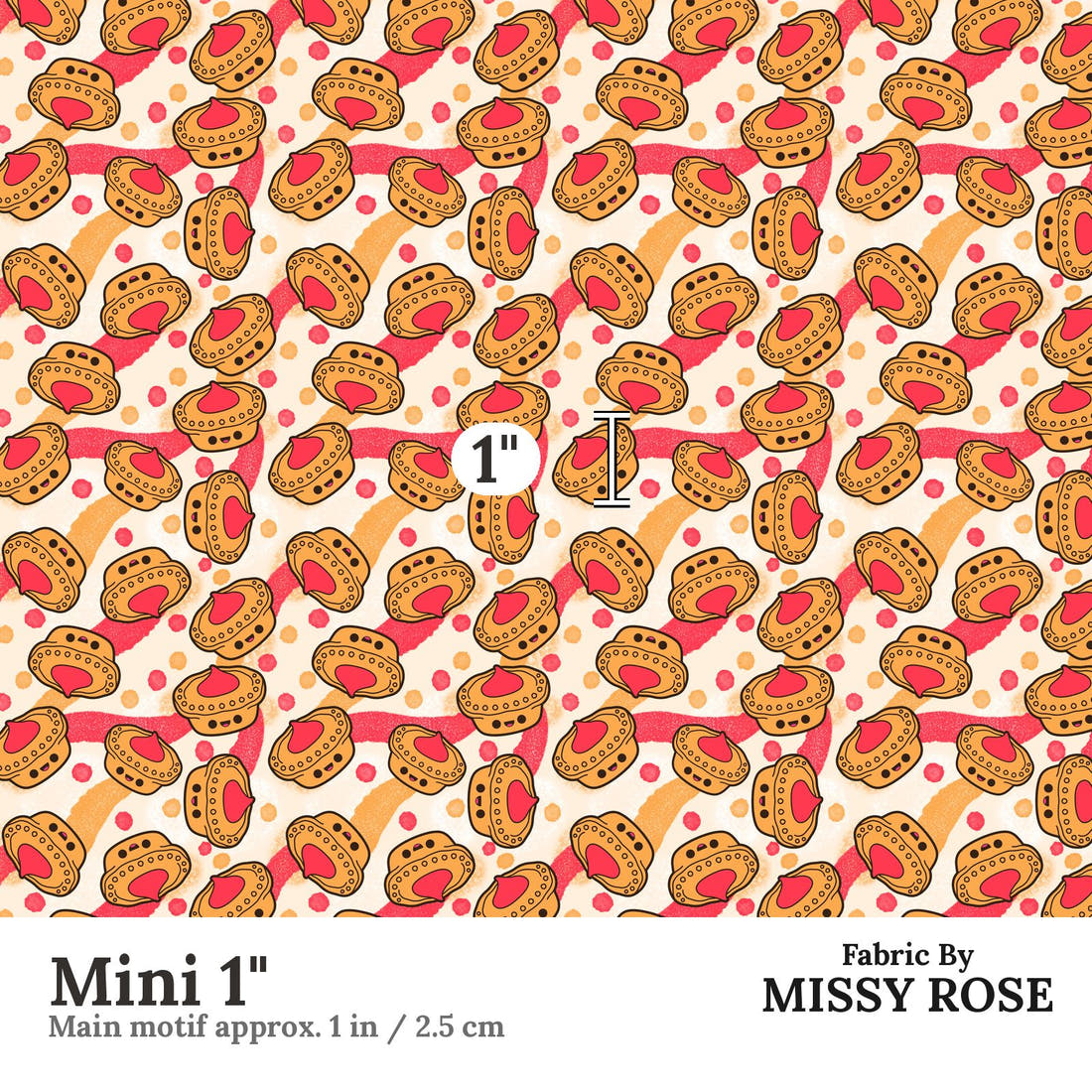 Design 395 Meat Pie Fabric Mini 1" - print scale | Fabric by Missy Rose