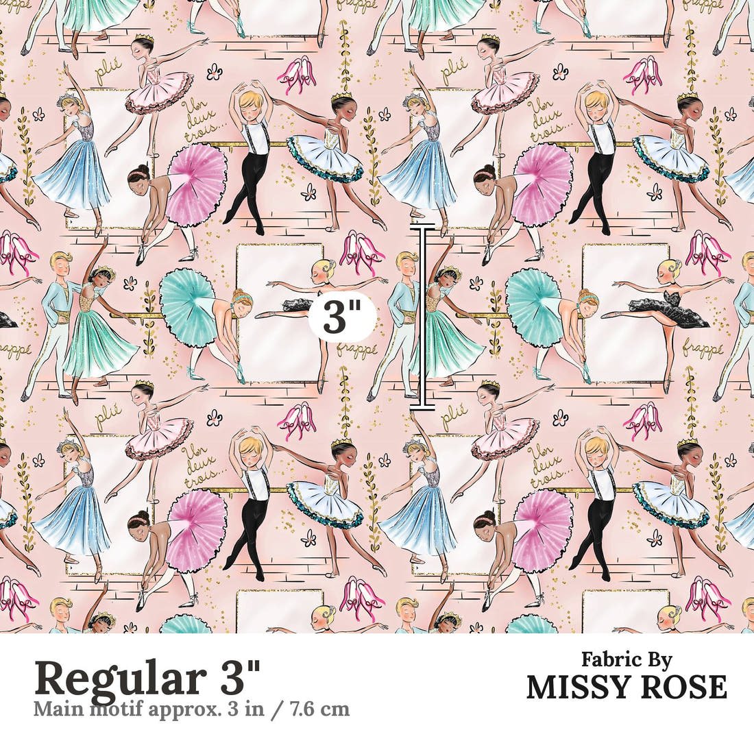Design 396 Ballerina Fabric Regular 3" - print scale | Fabric by Missy Rose