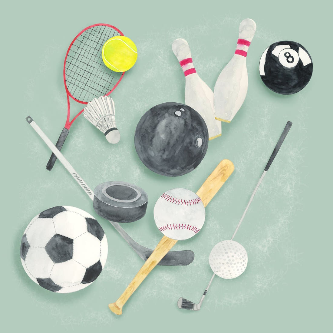 Design 397 Sports Balls Panel – full artwork close-up of the printed picture | Fabric by Missy Rose