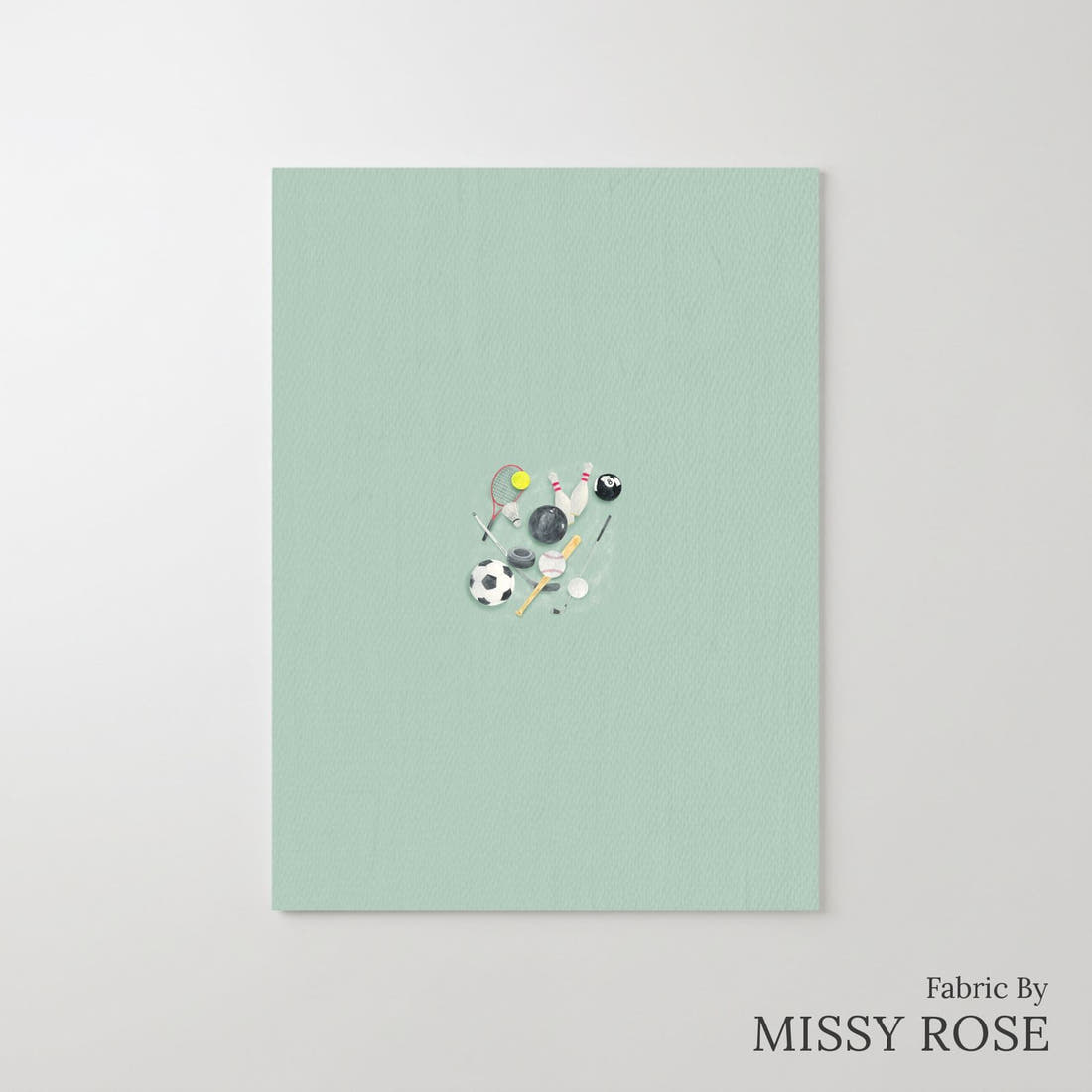 Design 397 Sports Balls Panel – printed fabric panel with centred picture, custom printed to order | Fabric by Missy Rose