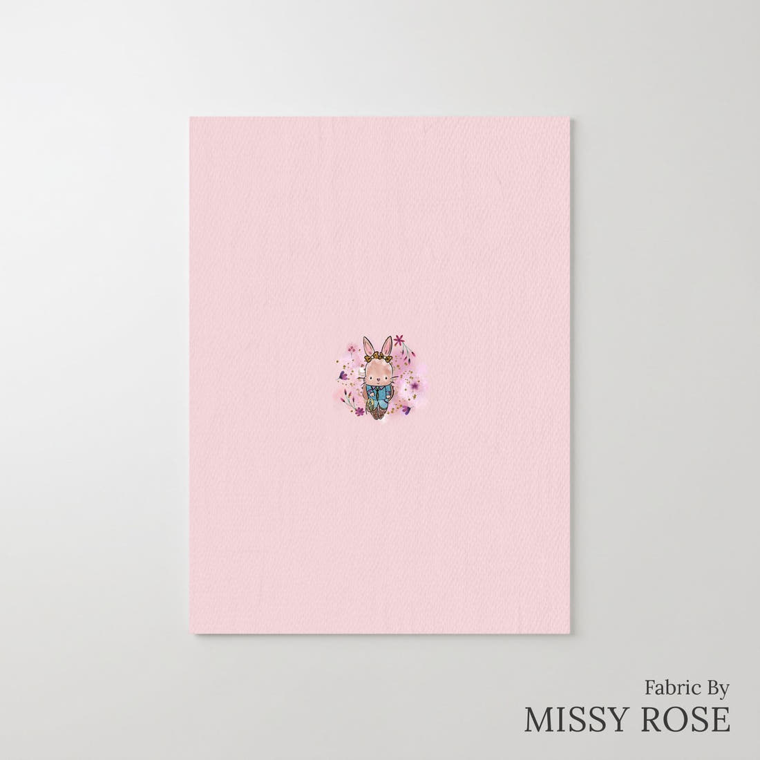Design 398 Country Bunny Panel – printed fabric panel with centred picture, custom printed to order | Fabric by Missy Rose