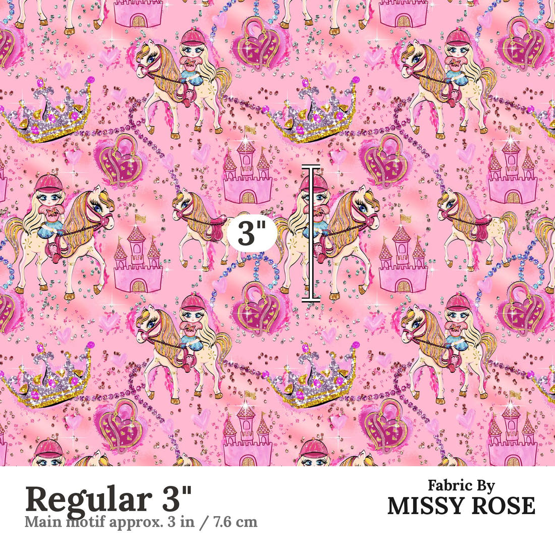 Design 399 Horse Riding Fabric Regular 3" - print scale | Fabric by Missy Rose
