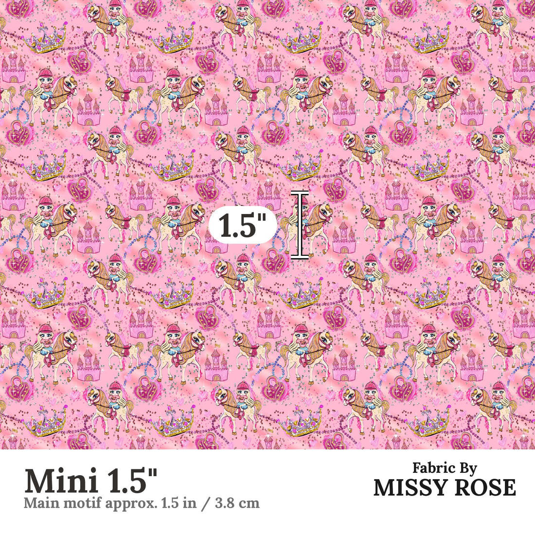 Design 399 Horse Riding Fabric Mini 1.5" - print scale | Fabric by Missy Rose