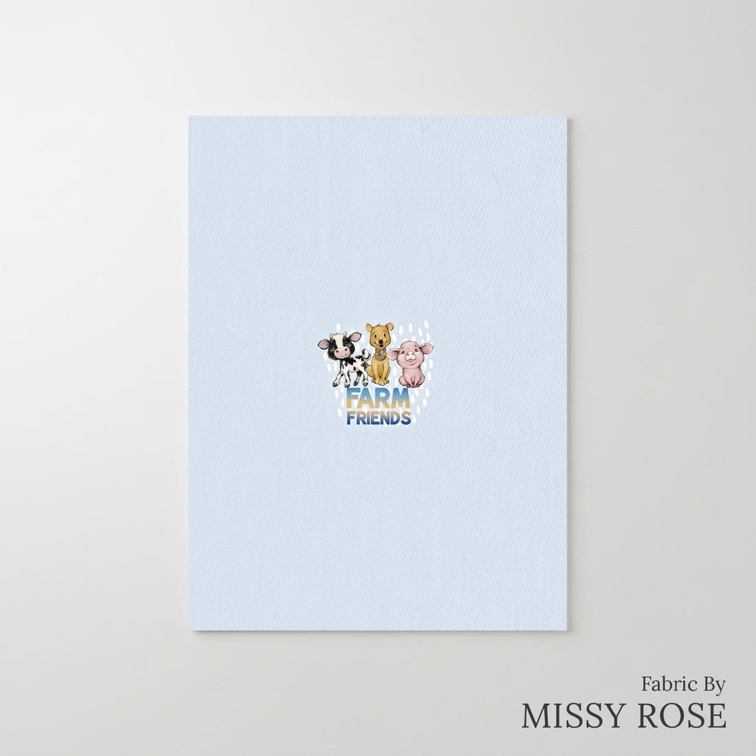 Design 4 Blue Farm Panel – printed fabric panel with centred picture, custom printed to order | Fabric by Missy Rose
