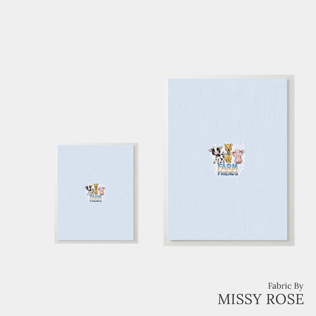 Design 4 Blue Farm Panel – universal and adult panel sizes side by side | Fabric by Missy Rose