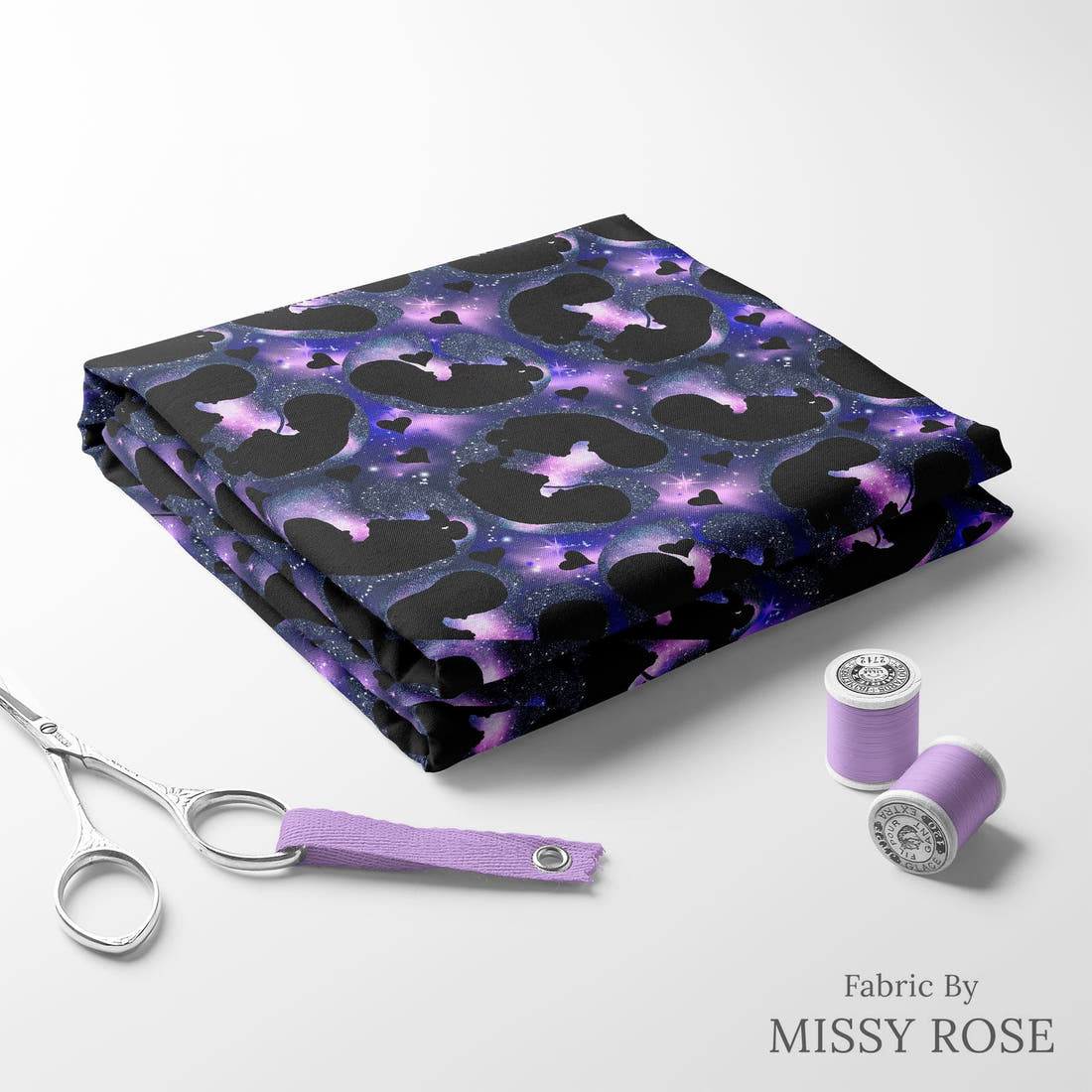 Design 40 Baby Fabric folded fabric stack with matching thread – pre-order fabric Australia | Fabric by Missy Rose
