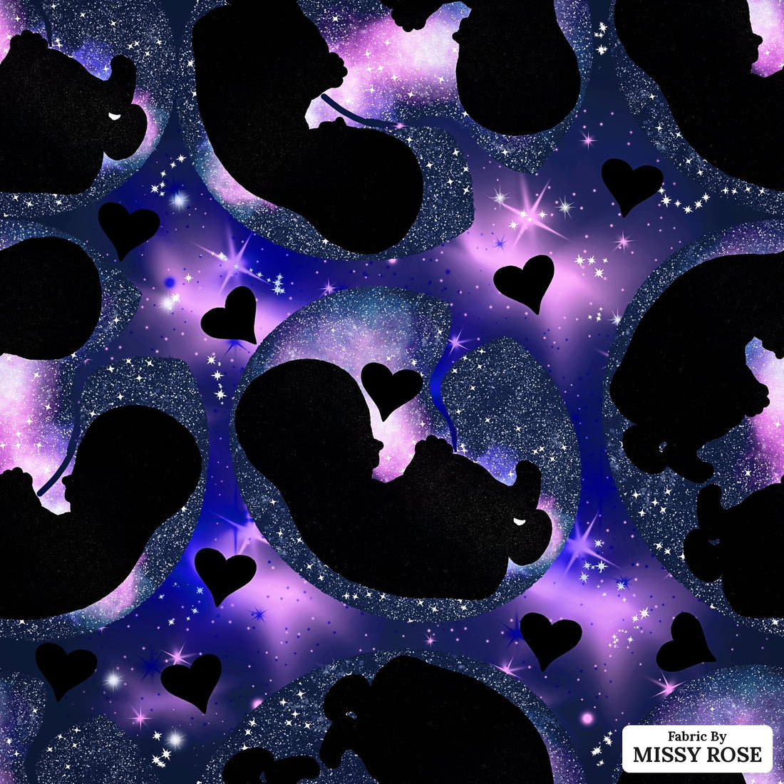 Design 40 Baby Fabric - flat view of the print, zoom in for detail | Fabric by Missy Rose