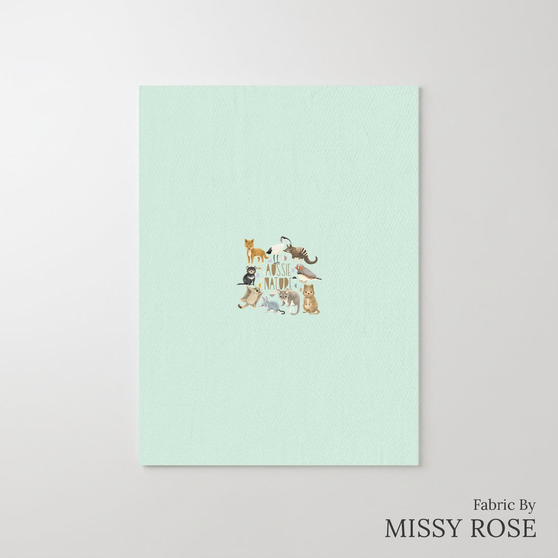 Design 401 Light Blue Australian Animals Panel – printed fabric panel with centred picture, custom printed to order | Fabric by Missy Rose