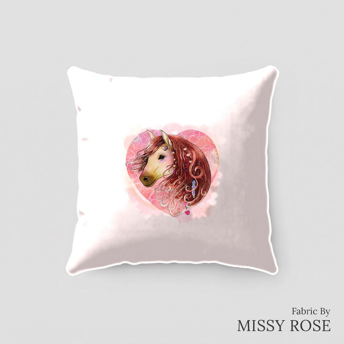 Design 402 Boho Horses Panel sewn into a cushion – see how the panel looks made up | Fabric by Missy Rose