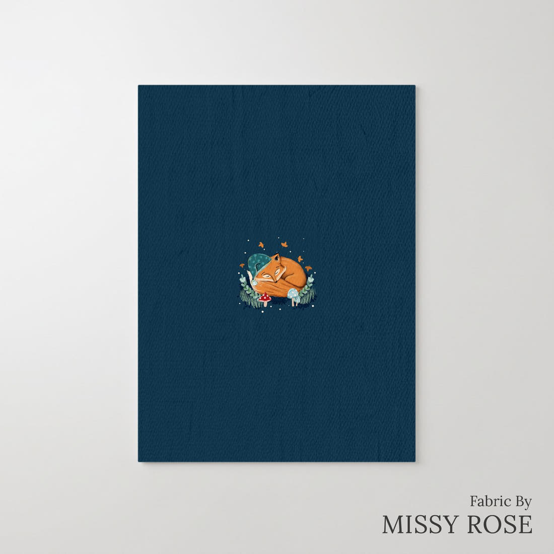 Design 403 Sleepy Fox Panel – printed fabric panel with centred picture, custom printed to order | Fabric by Missy Rose
