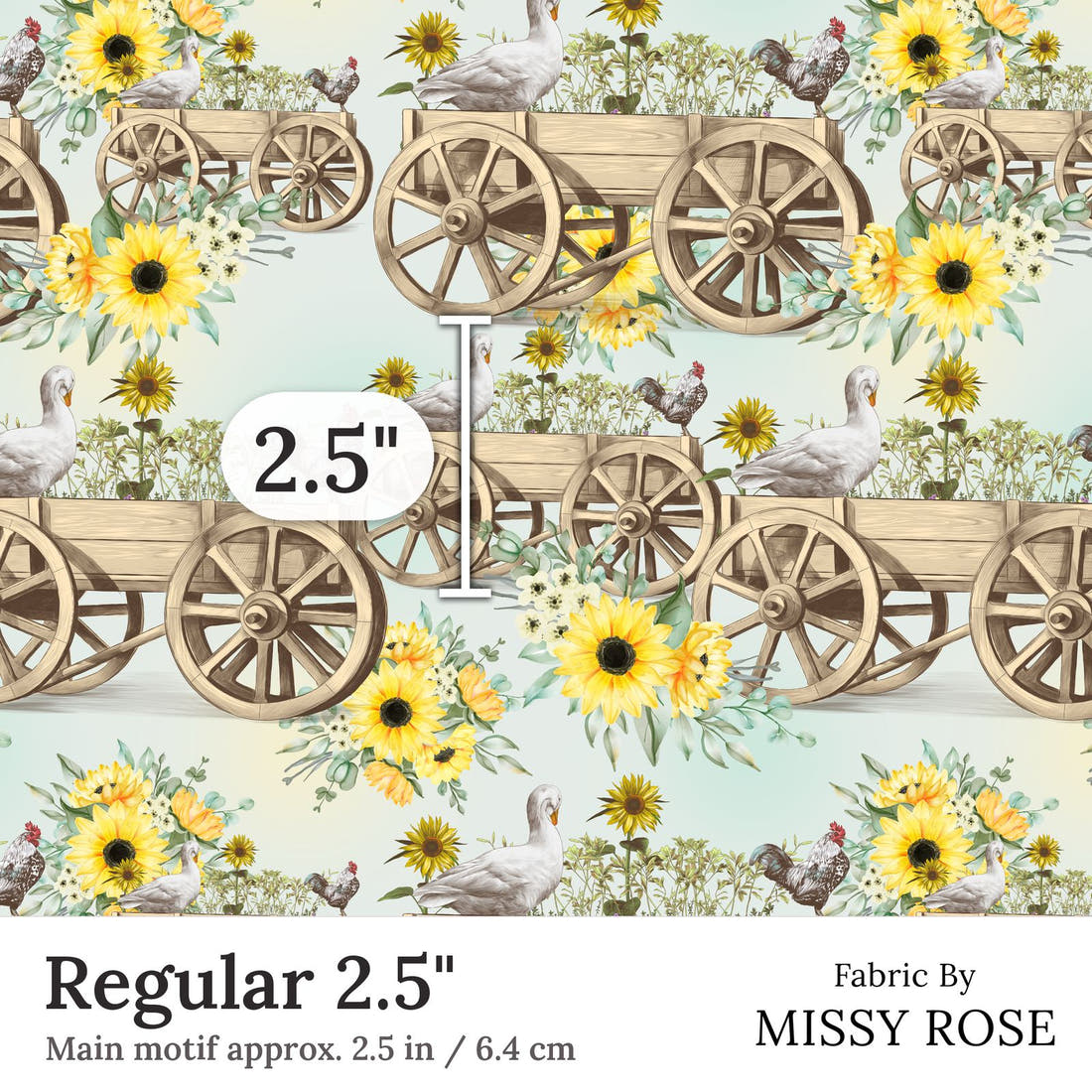 Design 406 Cute Farm Fabric Regular 2.5 inch print scale guide | Fabric by Missy Rose