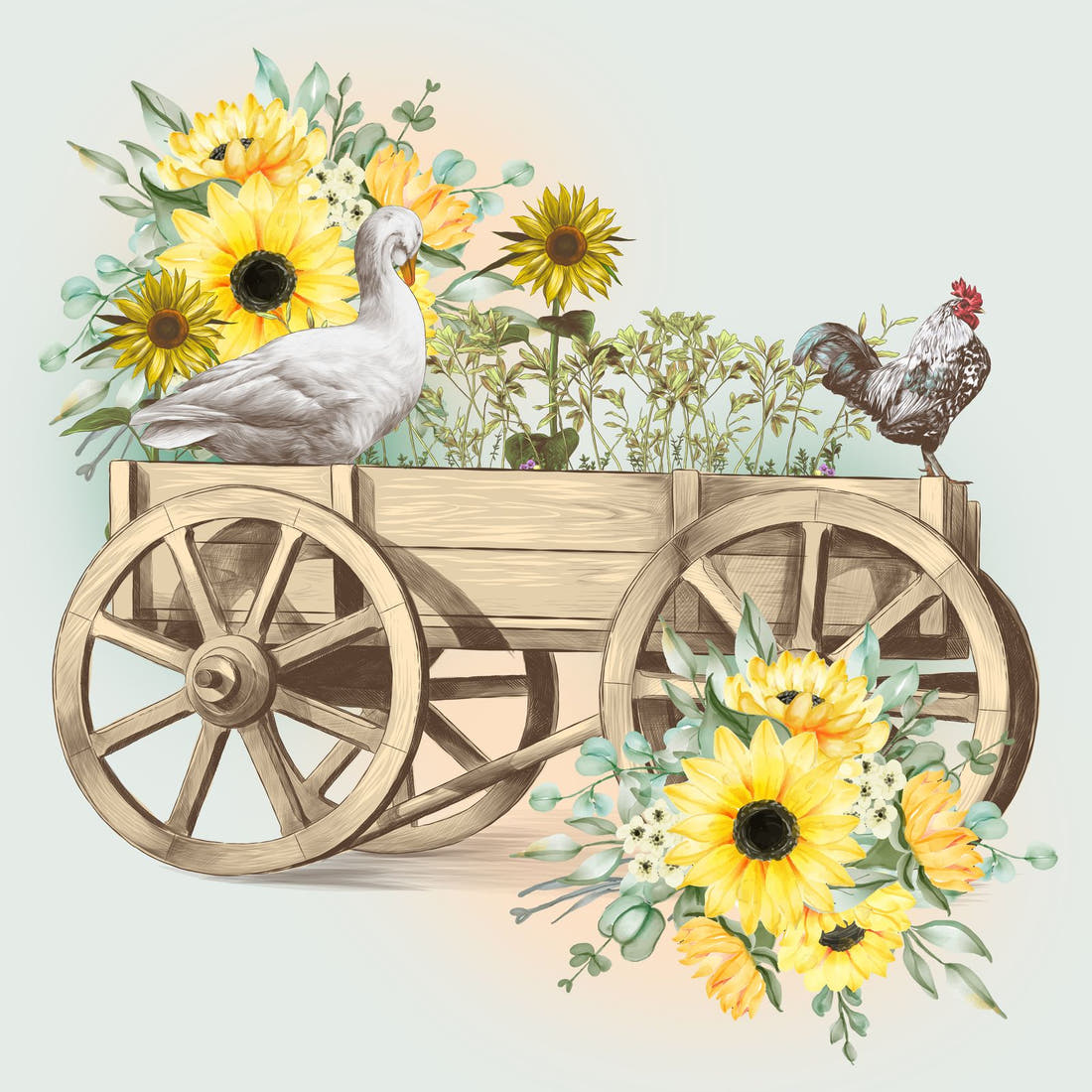Design 406 Cute Farm Panel – full artwork close-up of the printed picture | Fabric by Missy Rose