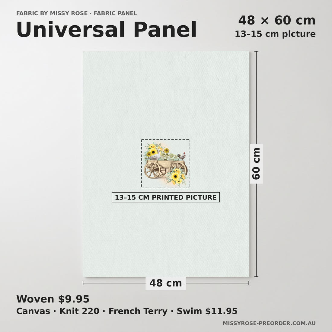 Design 406 Cute Farm Panel universal panel sizing – 13–15 cm printed picture on 48 × 60 cm fabric | Fabric by Missy Rose
