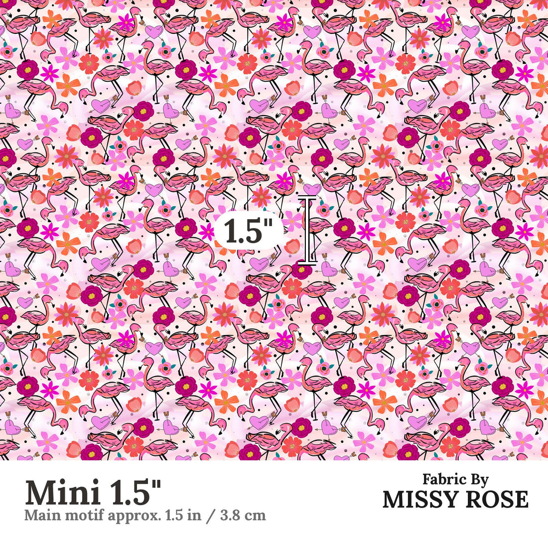 Design 407 Fabulous Flamingo Fabric Mini 1.5" - print scale | Fabric by Missy Rose