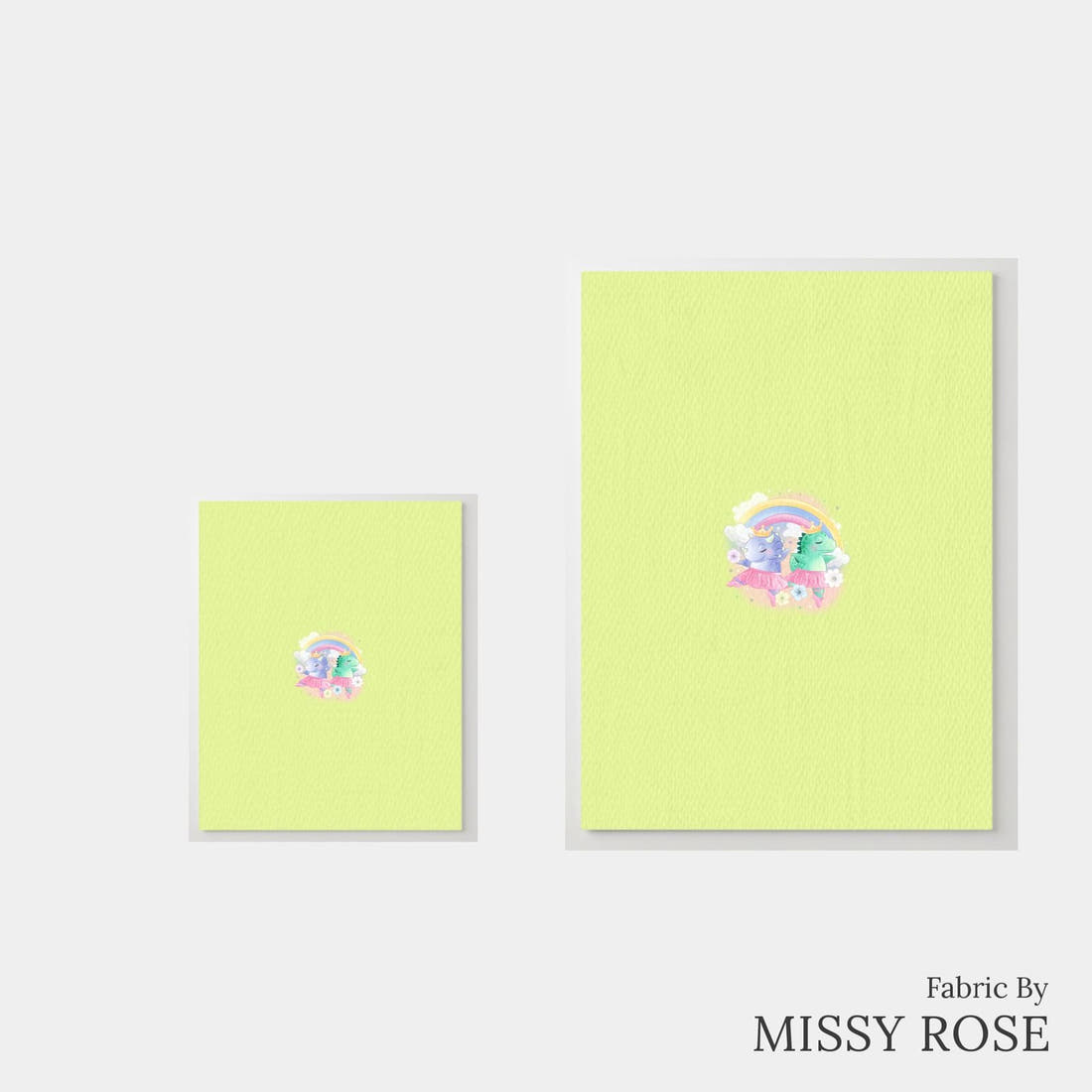 Design 409 Ballerina Dinosaur Panel – universal and adult panel sizes side by side | Fabric by Missy Rose