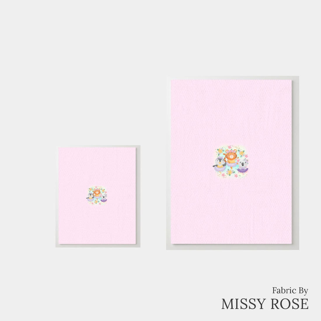 Design 41 Ballerina Animals Panel – universal and adult panel sizes side by side | Fabric by Missy Rose