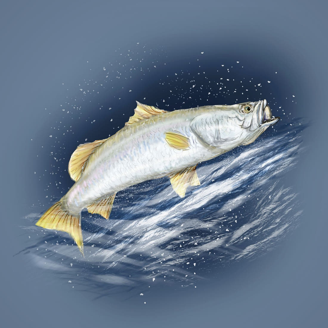 Design 410 Barramundi Panel – full artwork close-up of the printed picture | Fabric by Missy Rose