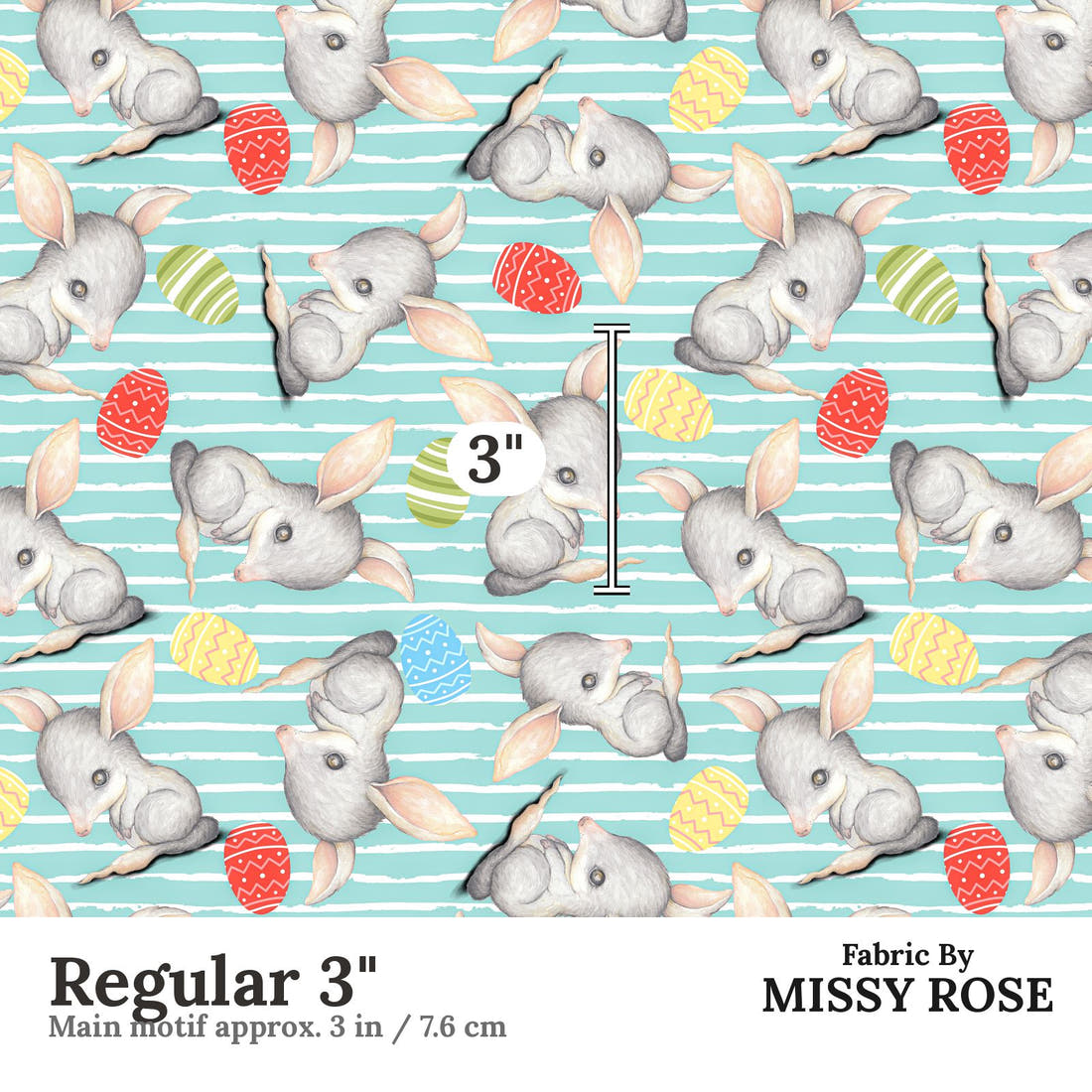 Design 411 Blue Bilby Fabric Regular 3" - print scale | Fabric by Missy Rose