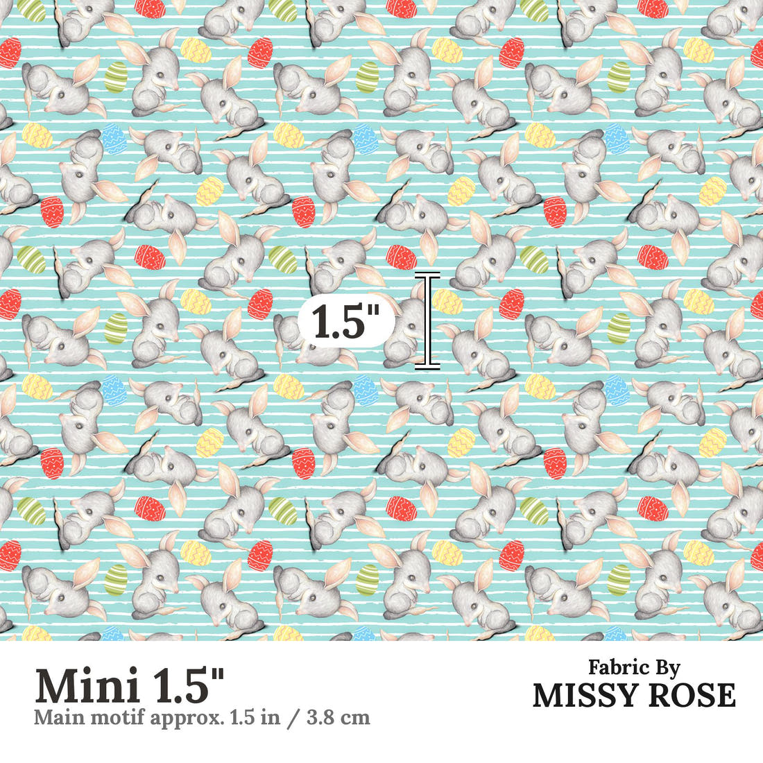 Design 411 Blue Bilby Fabric Mini 1.5" - print scale | Fabric by Missy Rose