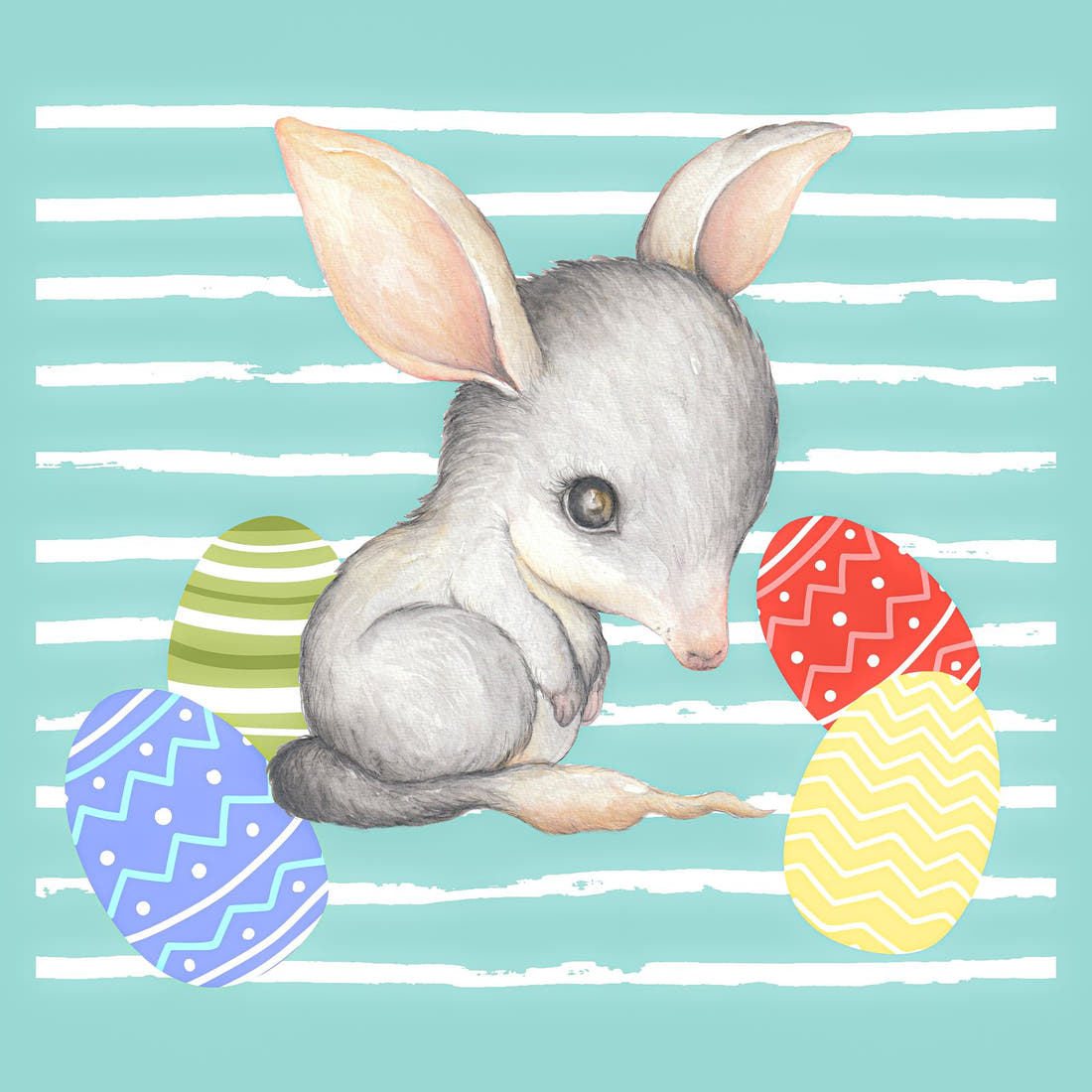 Design 411 Blue Bilby Panel – full artwork close-up of the printed picture | Fabric by Missy Rose