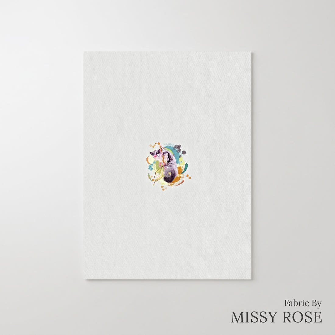 Design 412 Sugar Glider Panel – printed fabric panel with centred picture, custom printed to order | Fabric by Missy Rose