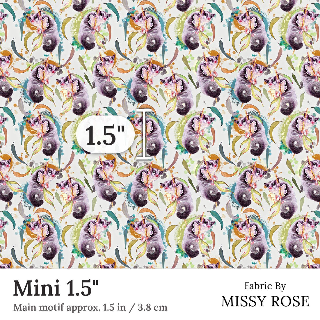 Design 412 Sugar Glider Fabric Mini 1.5 inch print scale guide | Fabric by Missy Rose