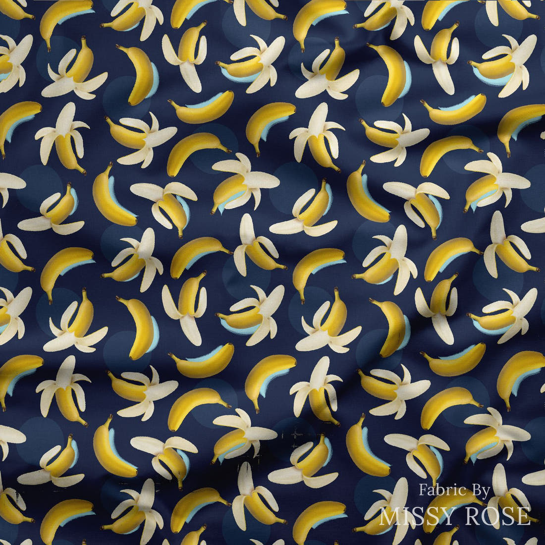 Design 415 Banana Fabric draped fabric mockup – custom printed fabric by the metre | Fabric by Missy Rose