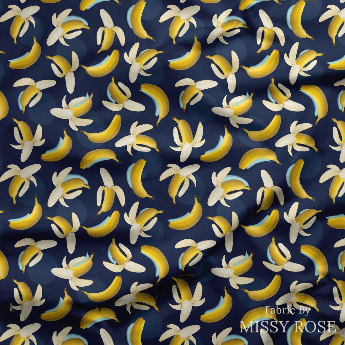 Design 415 Banana Fabric draped fabric mockup – custom printed fabric by the metre | Fabric by Missy Rose