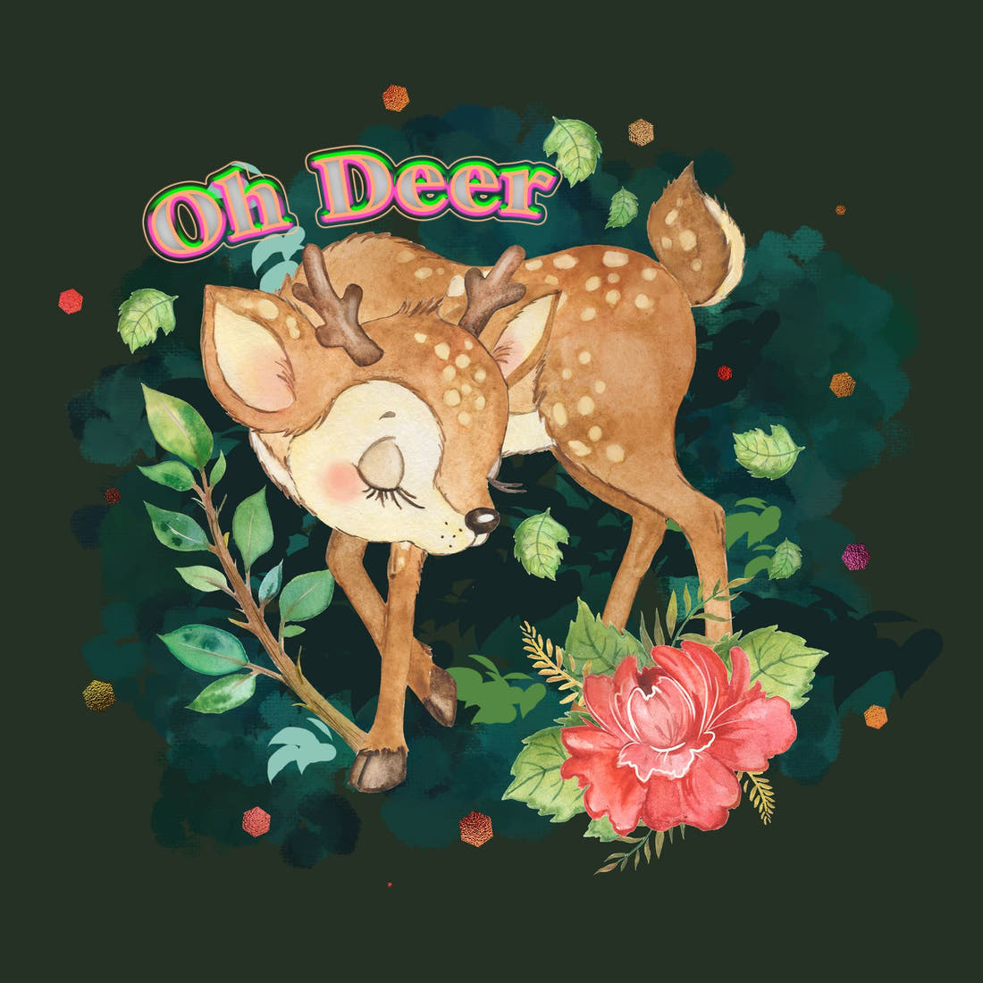 Design 416 Deer Panel – full artwork close-up of the printed picture | Fabric by Missy Rose