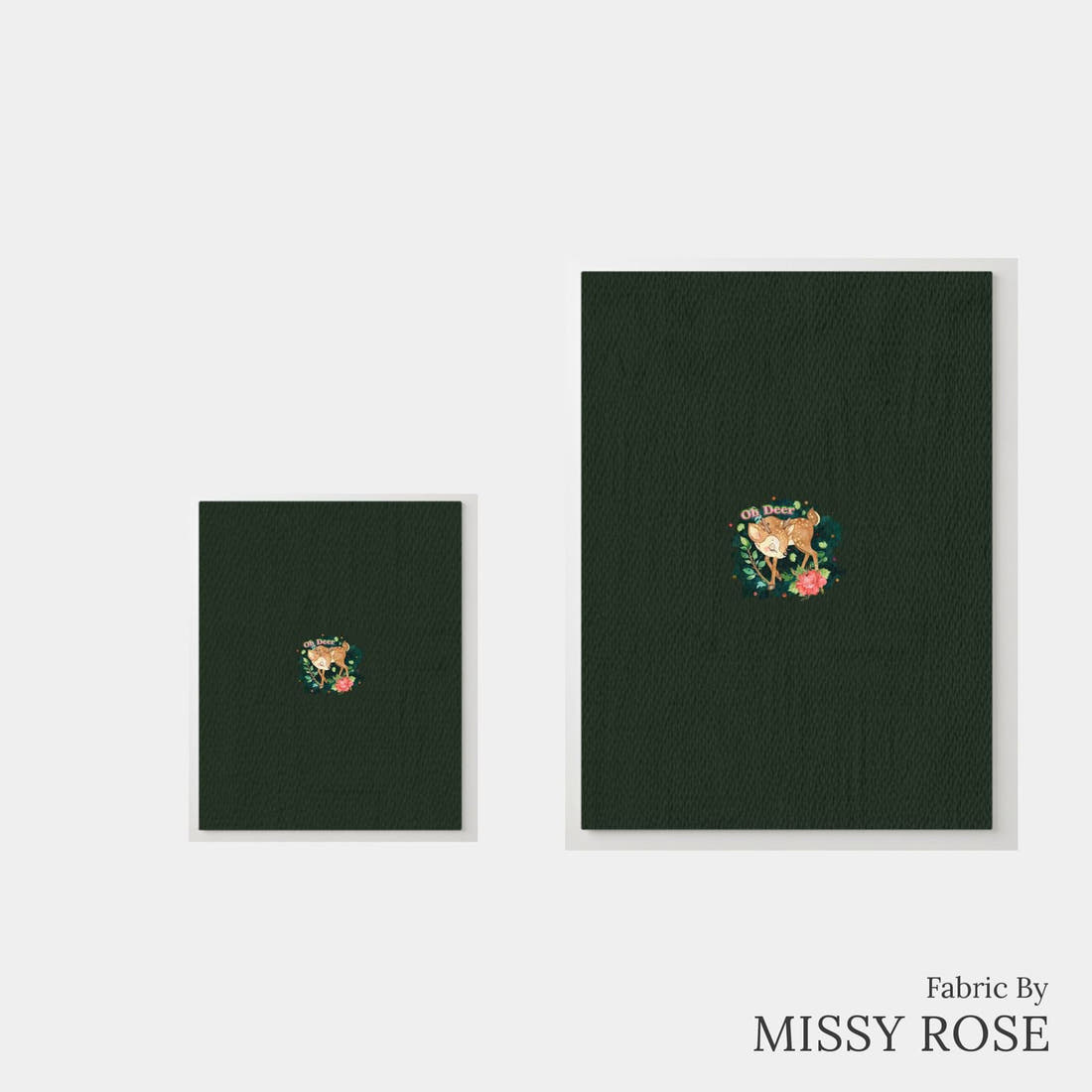 Design 416 Deer Panel – universal and adult panel sizes side by side | Fabric by Missy Rose
