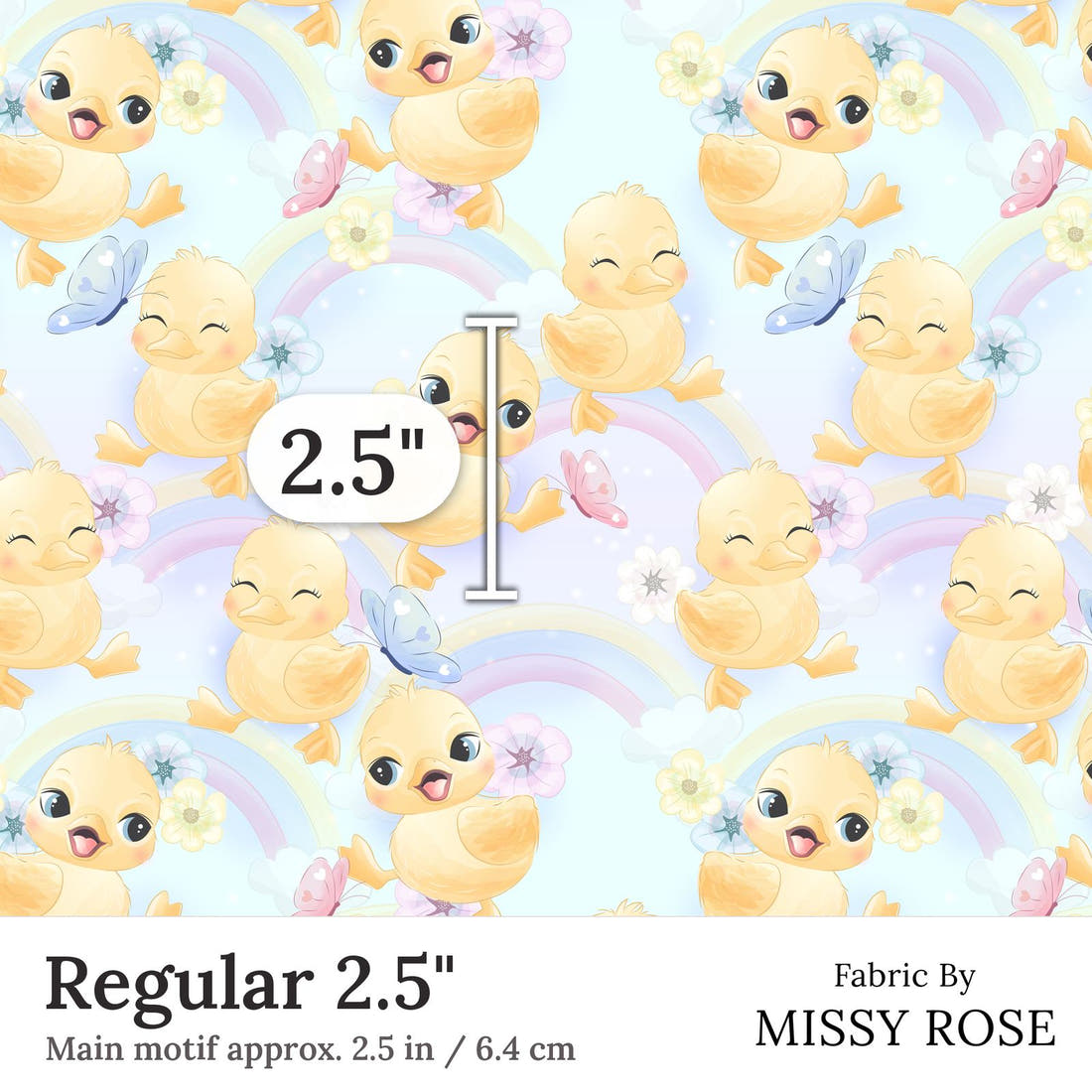 Design 417 Cute Duckling Fabric Regular 2.5 inch print scale guide | Fabric by Missy Rose