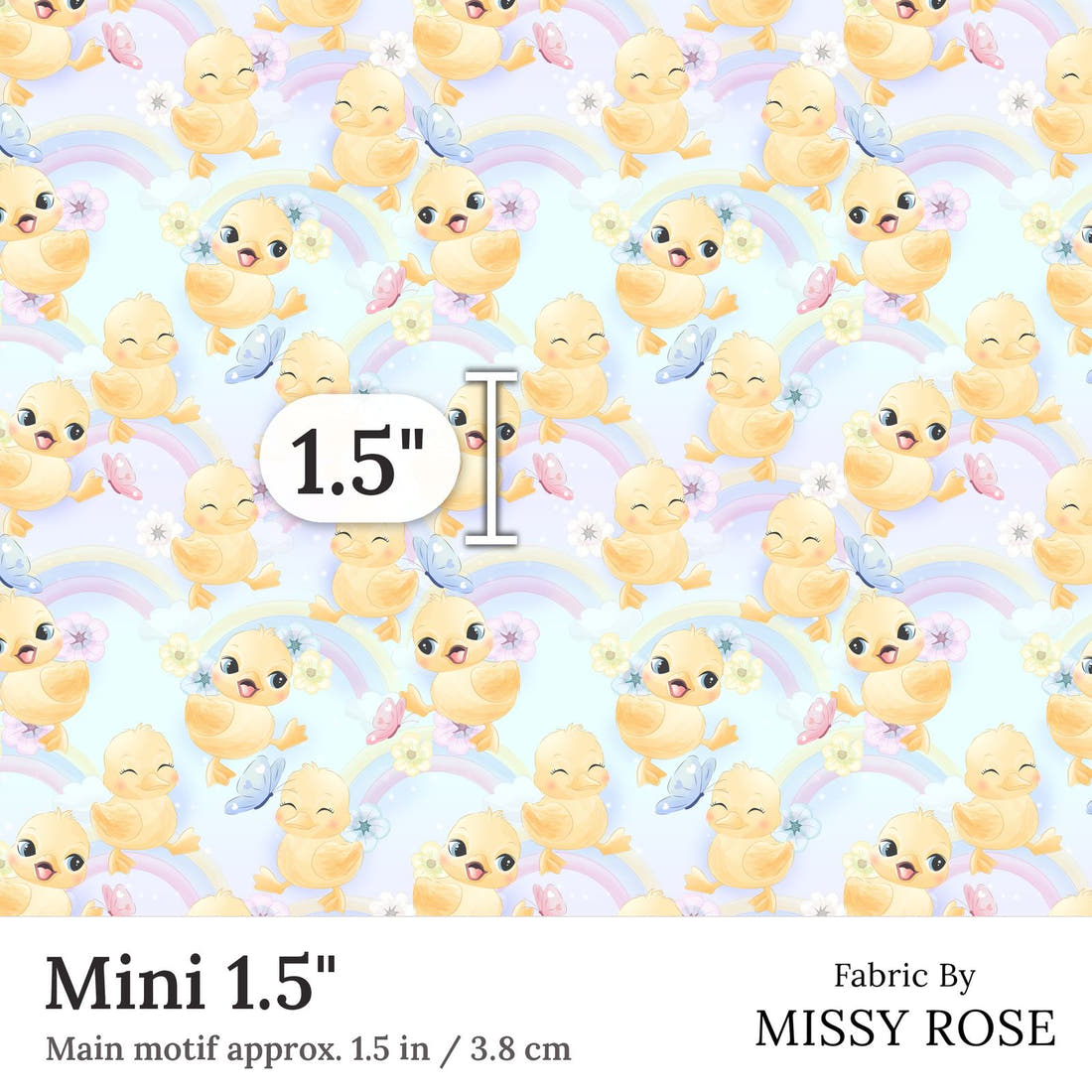 Design 417 Cute Duckling Fabric Mini 1.5 inch print scale guide | Fabric by Missy Rose