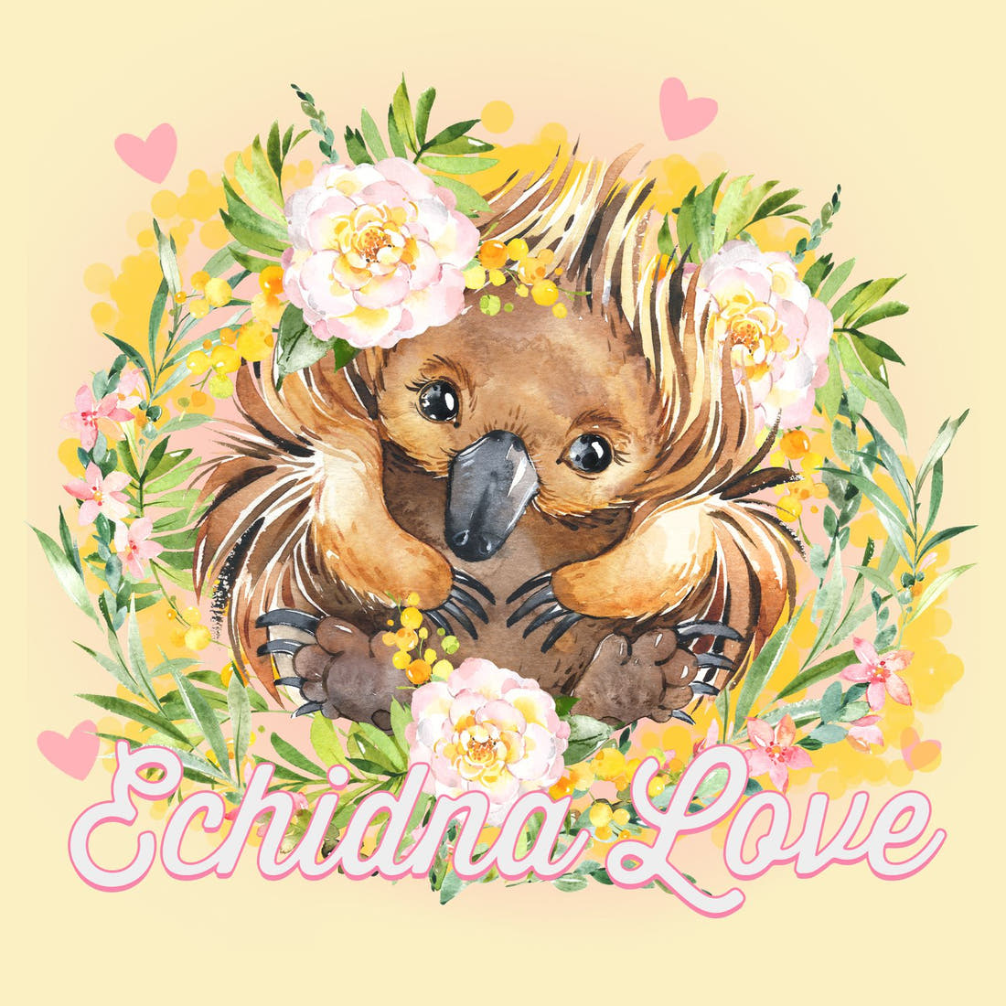 Design 418 Yellow Echidna Panel – full artwork close-up of the printed picture | Fabric by Missy Rose