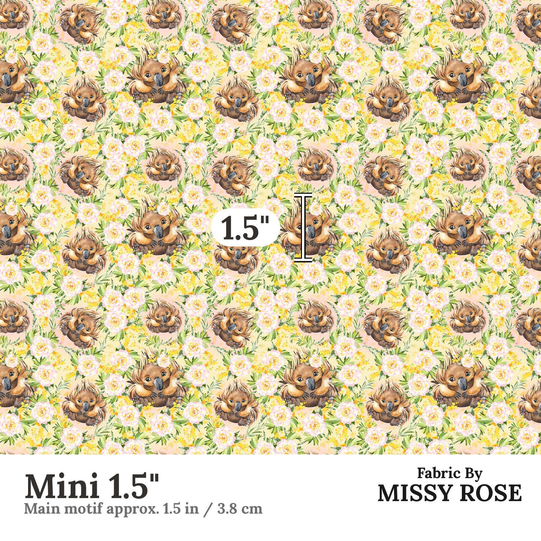 Design 418 Yellow Echidna Fabric Mini 1.5" - print scale | Fabric by Missy Rose