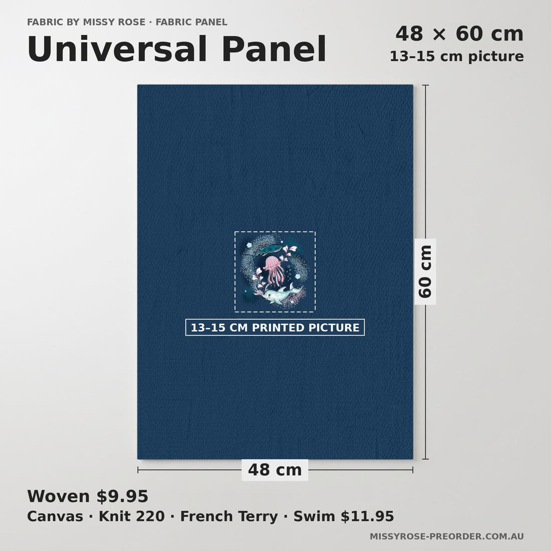 Design 420 Underwater Animals Panel universal panel sizing – 13–15 cm printed picture on 48 × 60 cm fabric | Fabric by Missy Rose