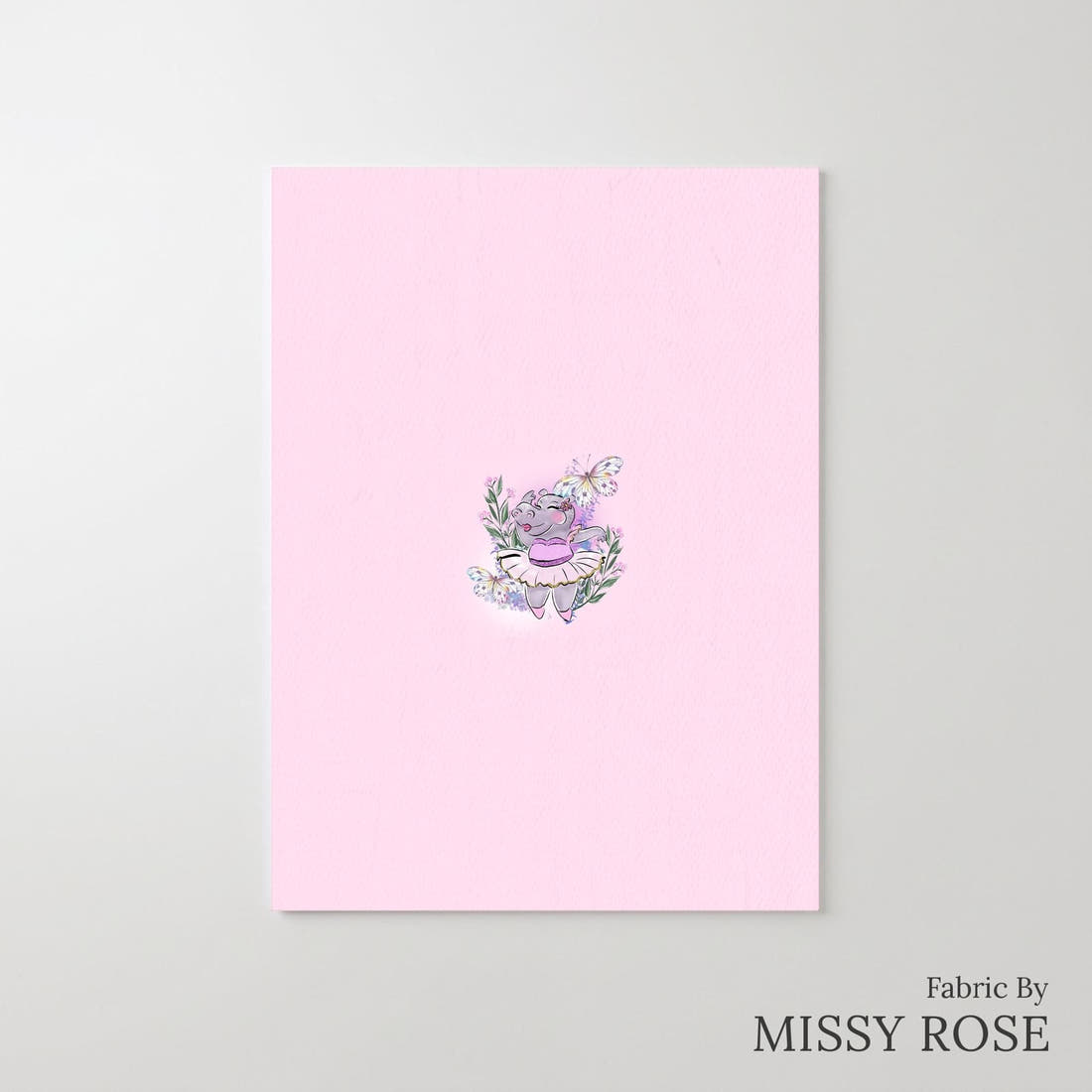 Design 422 Hippo Panel – printed fabric panel with centred picture, custom printed to order | Fabric by Missy Rose
