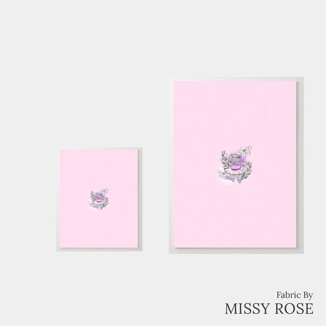 Design 422 Hippo Panel – universal and adult panel sizes side by side | Fabric by Missy Rose