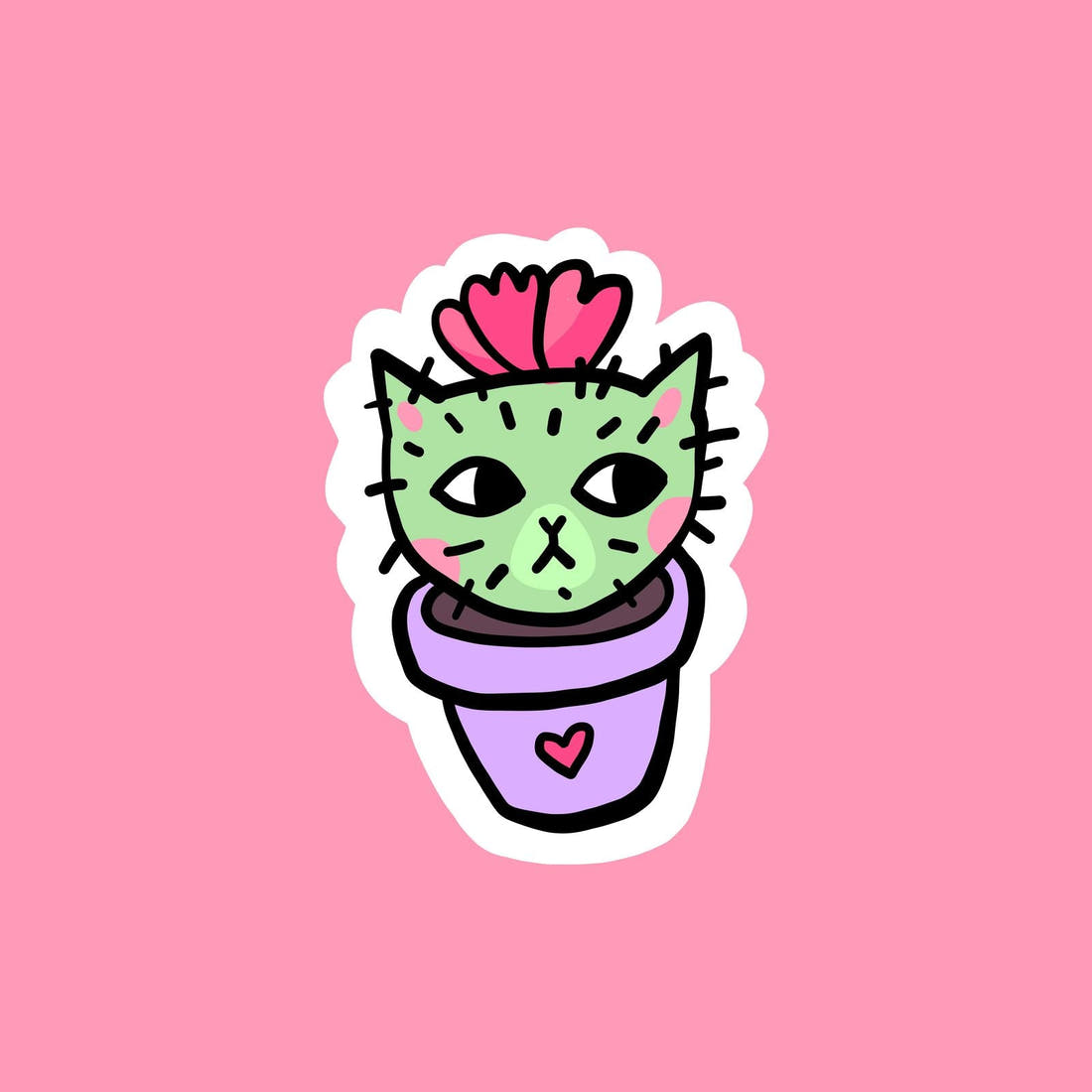 Design 423 Cactus Cat Panel – full artwork close-up of the printed picture | Fabric by Missy Rose