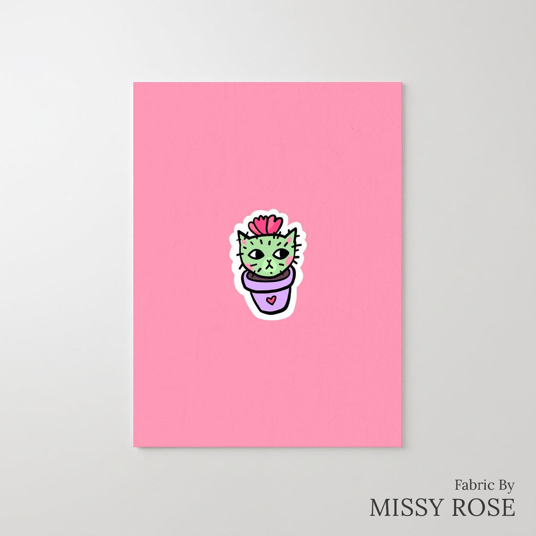 Design 423 Cactus Cat Panel – printed fabric panel with centred picture, custom printed to order | Fabric by Missy Rose