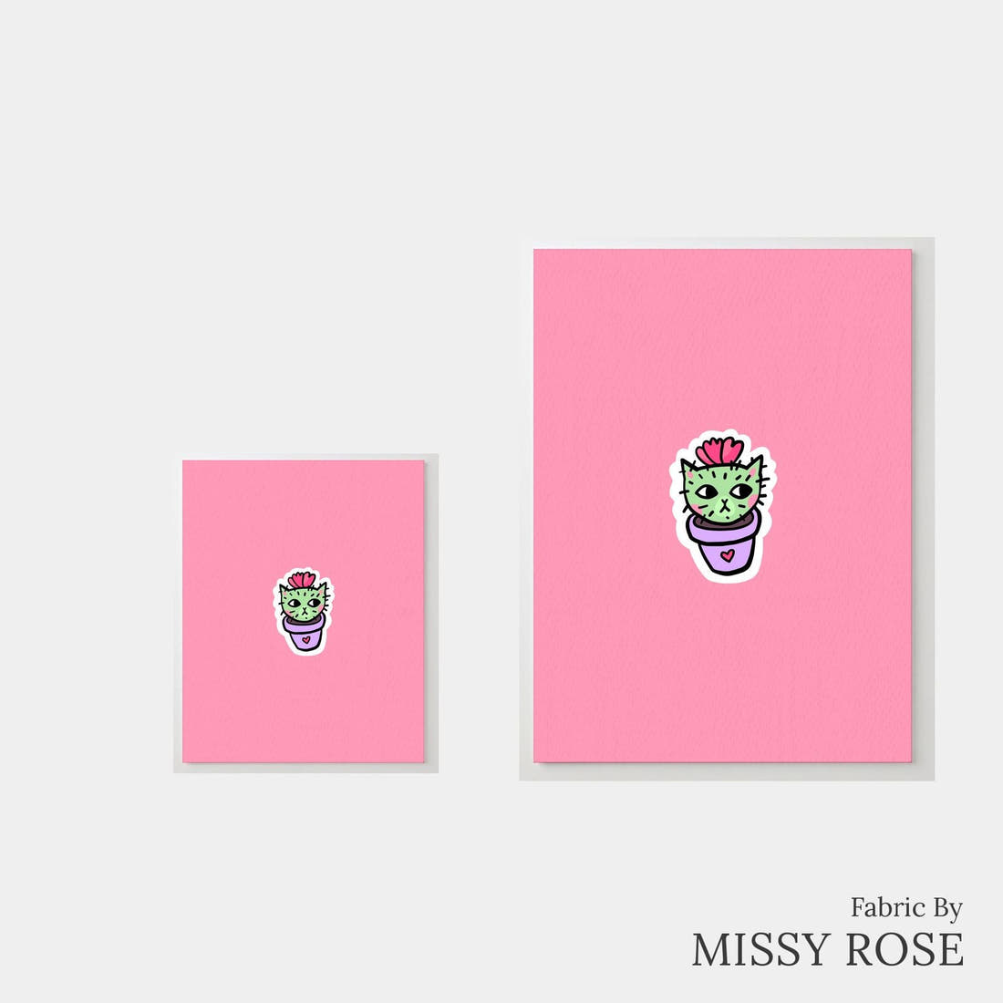 Design 423 Cactus Cat Panel – universal and adult panel sizes side by side | Fabric by Missy Rose