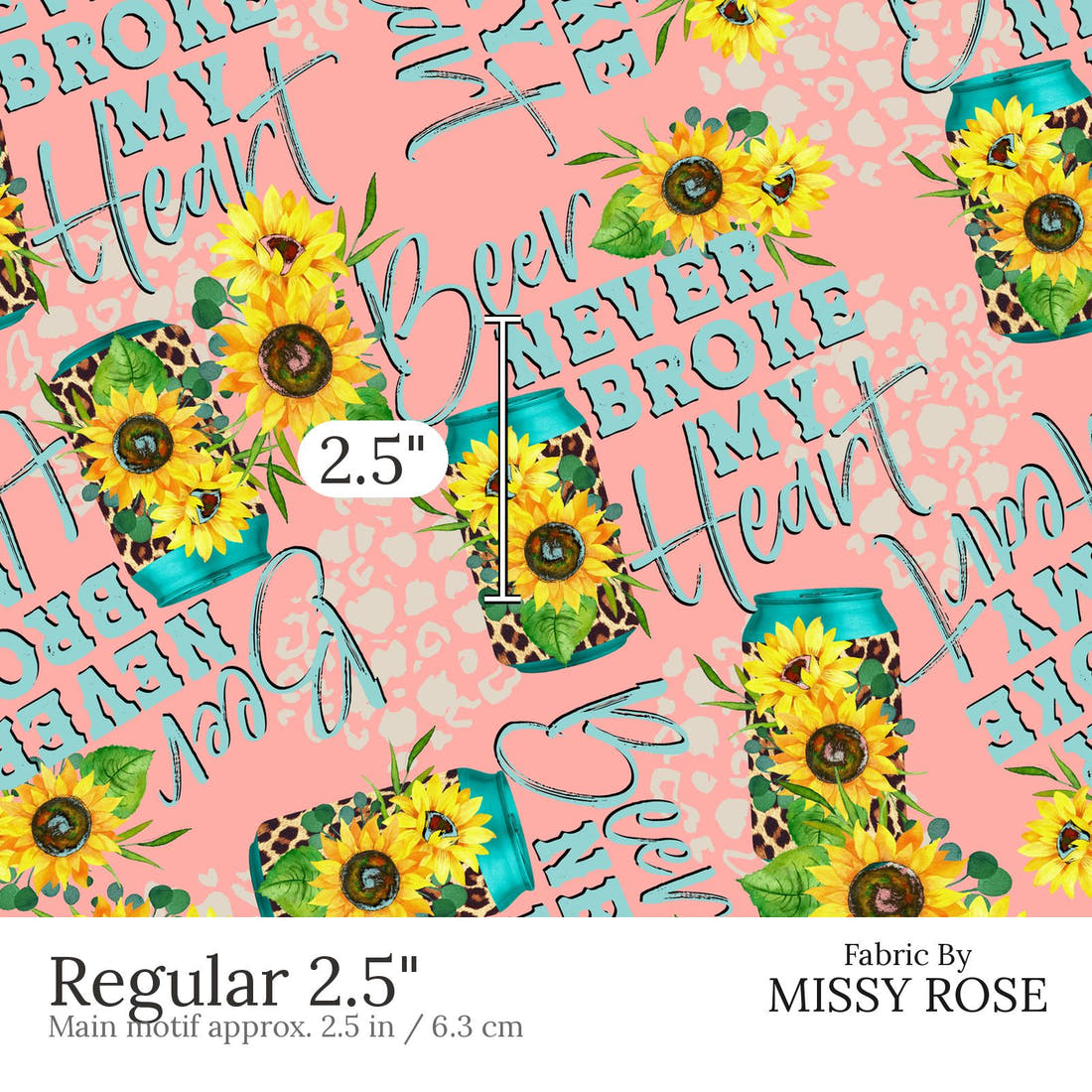Design 425 Pink Beer Fabric Regular 2.5 inch print scale guide | Fabric by Missy Rose