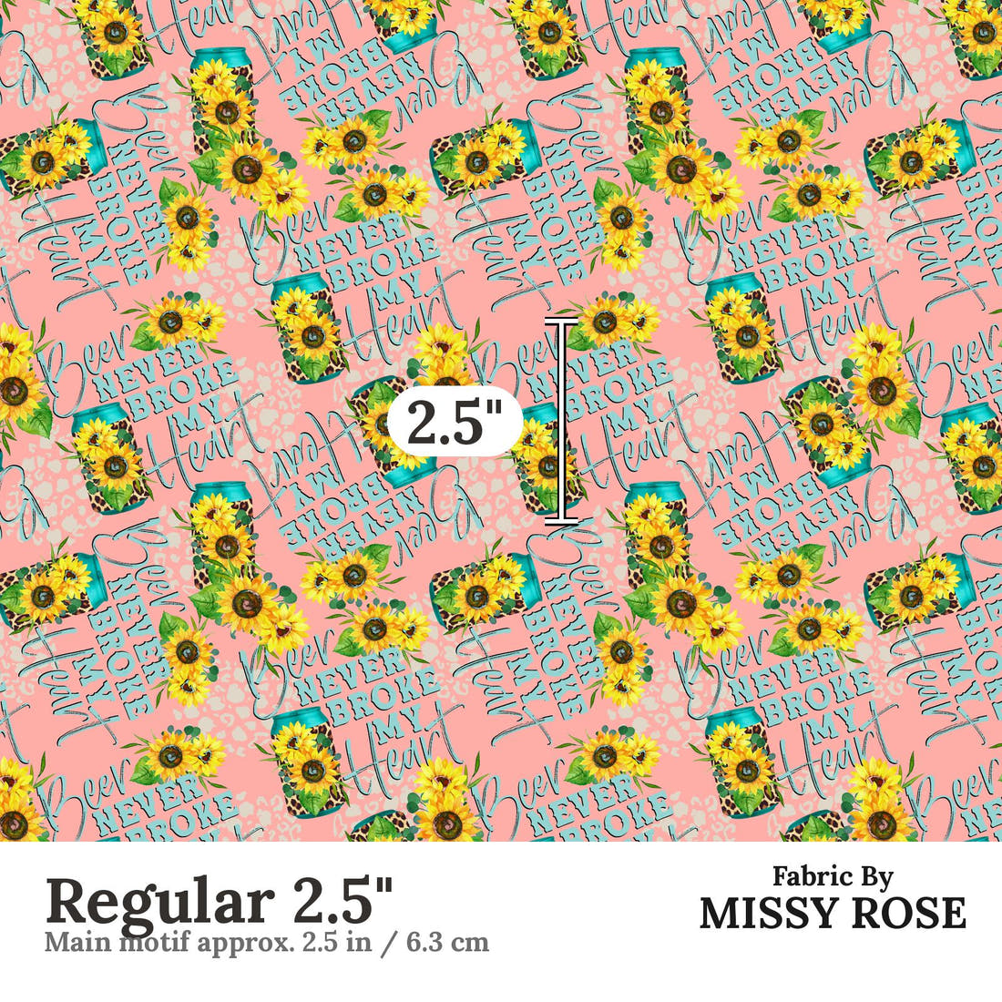 Design 425 Pink Beer Fabric Regular 2.5" - print scale | Fabric by Missy Rose
