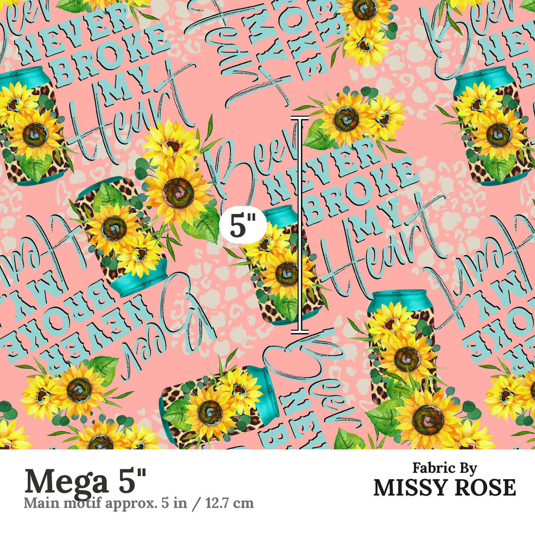 Design 425 Pink Beer Fabric Mega 5" - print scale | Fabric by Missy Rose